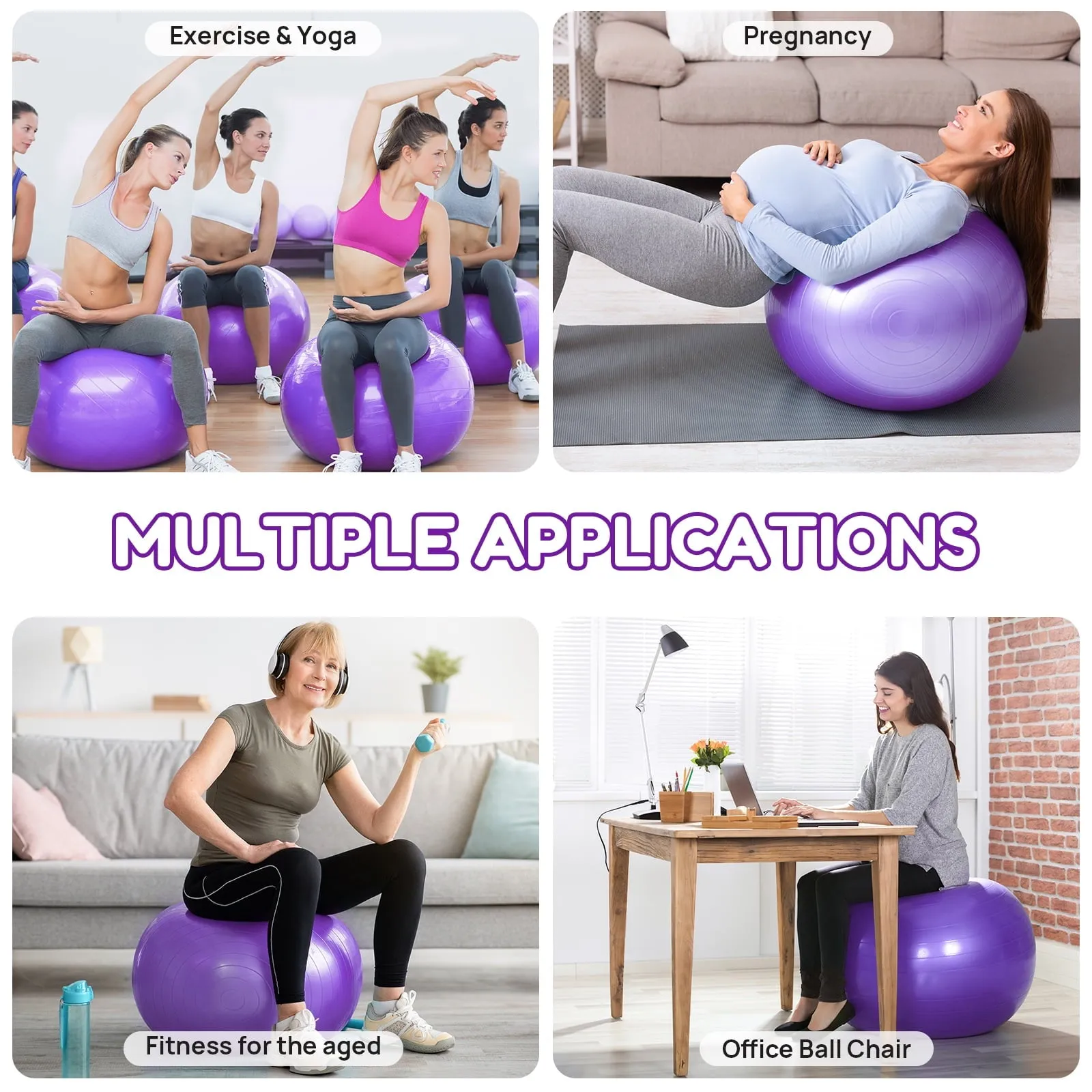 2 Pcs Yoga Ball Exercise,for Fitness Quick Pump Included