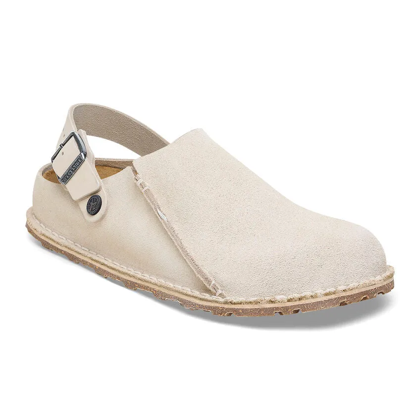 Birkenstock Lutry Premium Suede Shoe in Eggshell Available in Narrow Widths