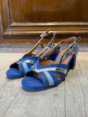 BLOCK HEEL SANDALS - BLUE