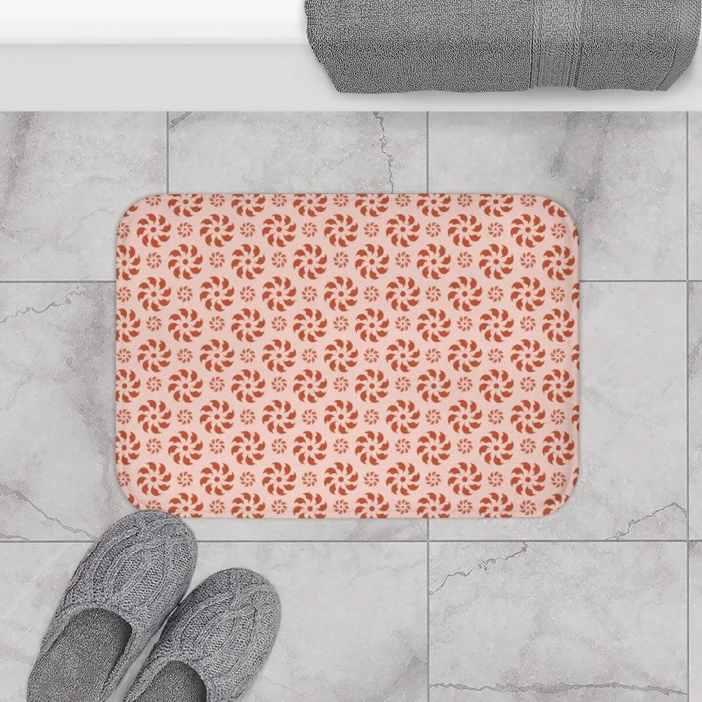 Coral Chrysanthemum Bath Mat