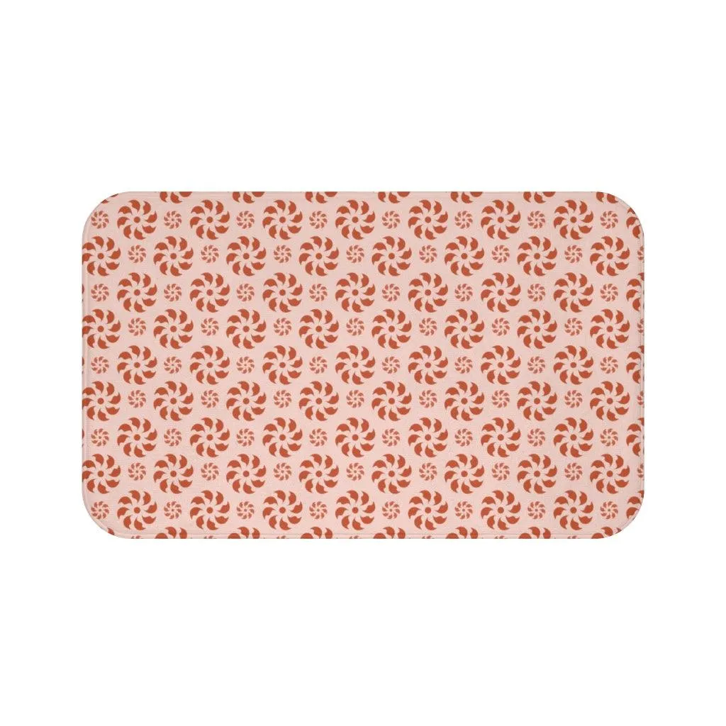 Coral Chrysanthemum Bath Mat