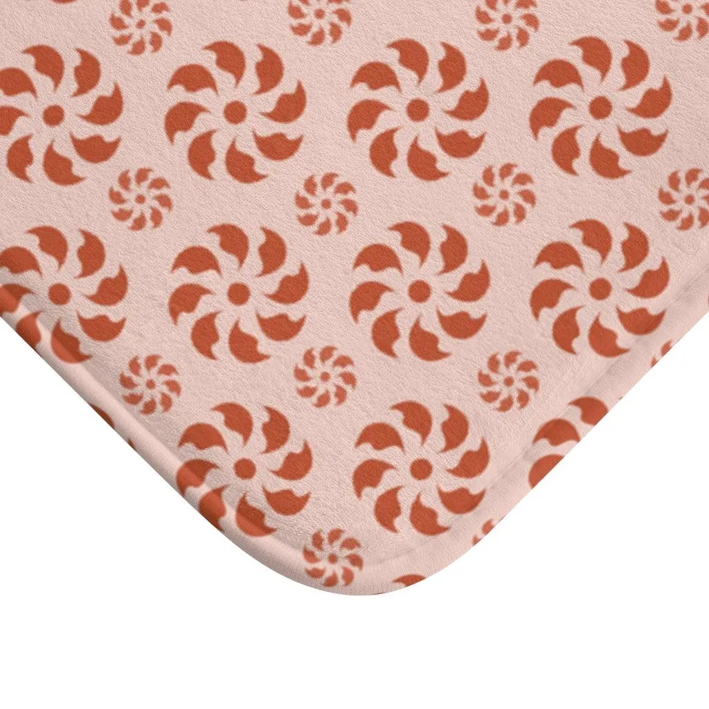 Coral Chrysanthemum Bath Mat
