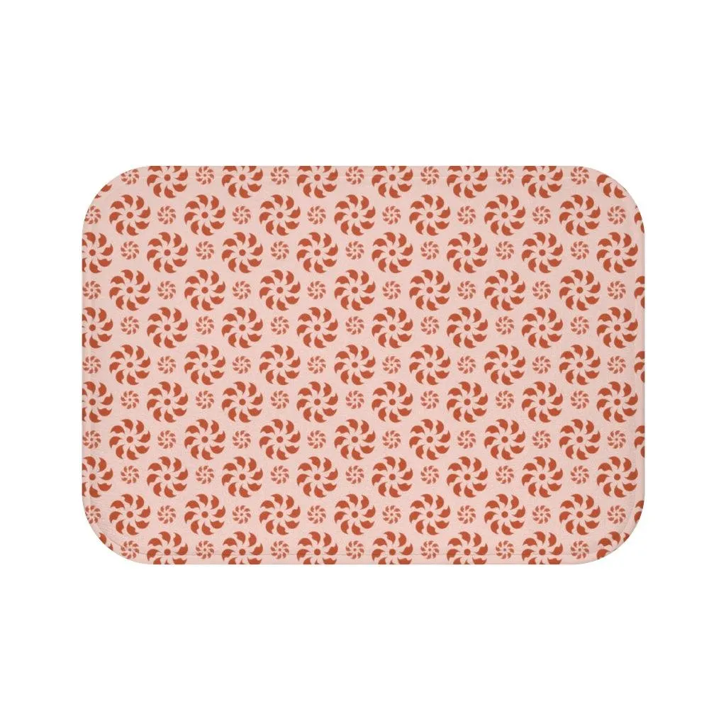 Coral Chrysanthemum Bath Mat