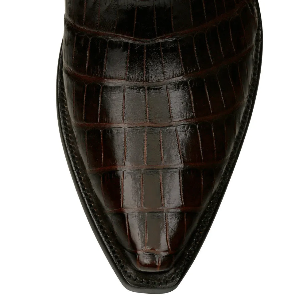 Crocodile with Nubuck Ankle Zipper - Brown
