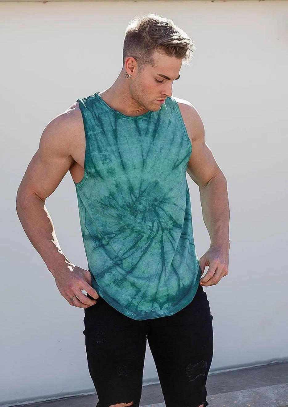 Luxe Flex Training Muscle Tee - Tie Dye Green