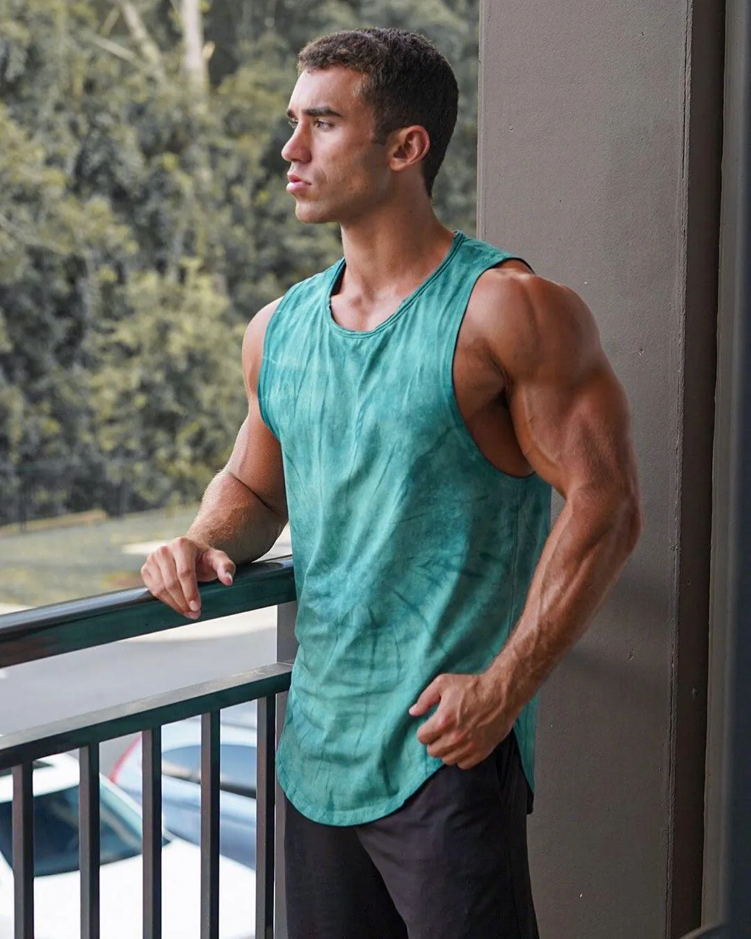Luxe Flex Training Muscle Tee - Tie Dye Green