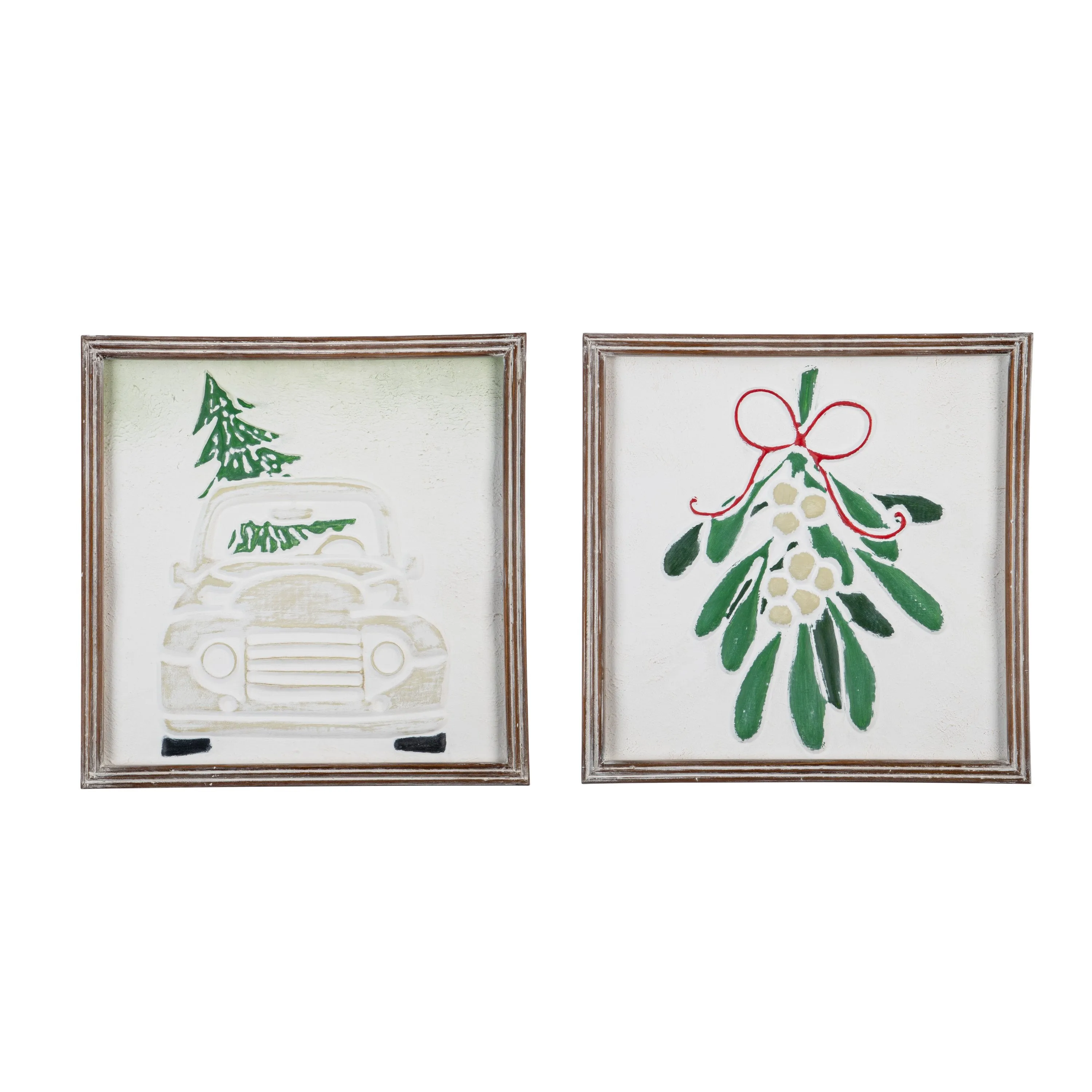 Metal Embossed Christmas Wall Décor with Wooden Frame,6awd981