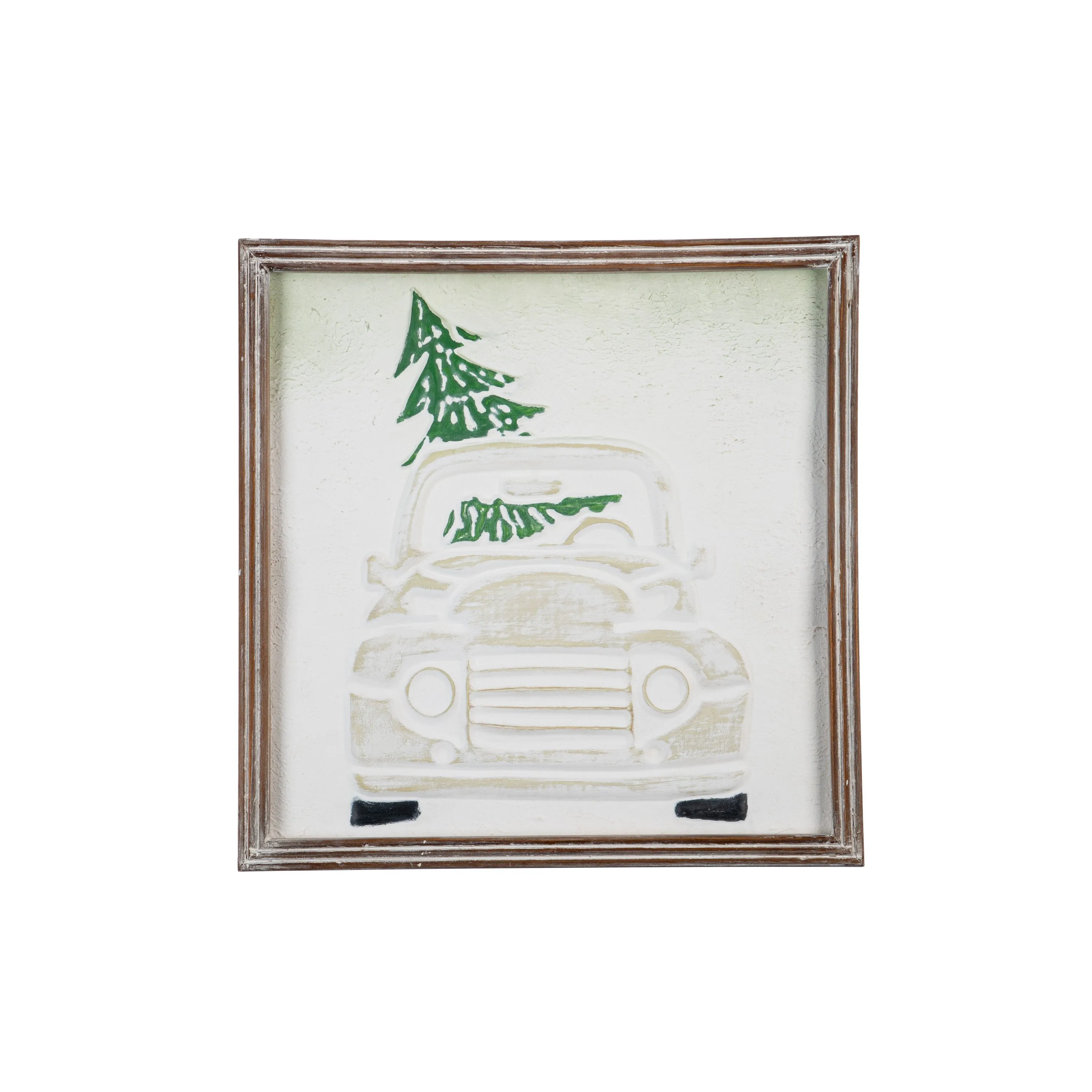 Metal Embossed Christmas Wall Décor with Wooden Frame,6awd981