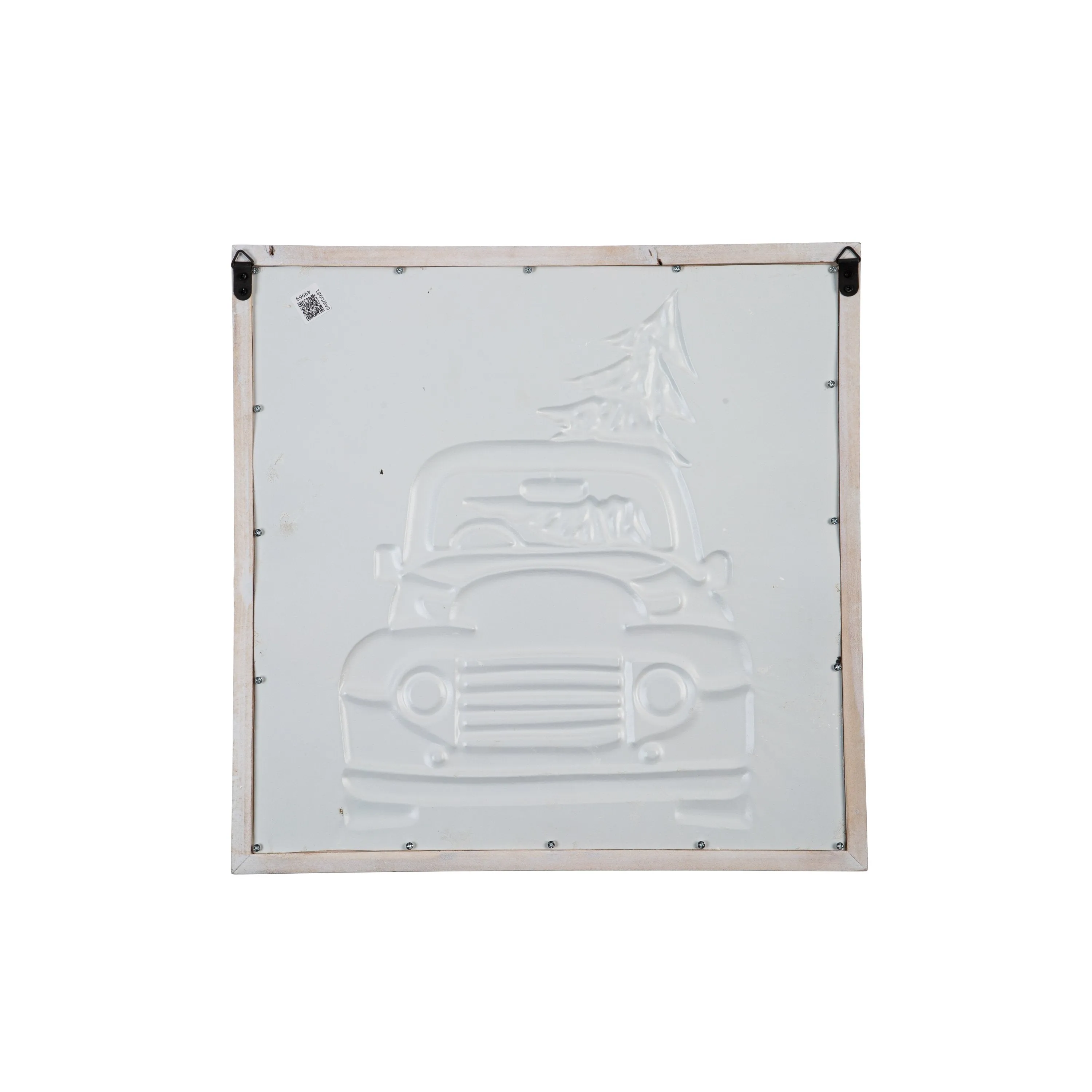 Metal Embossed Christmas Wall Décor with Wooden Frame,6awd981