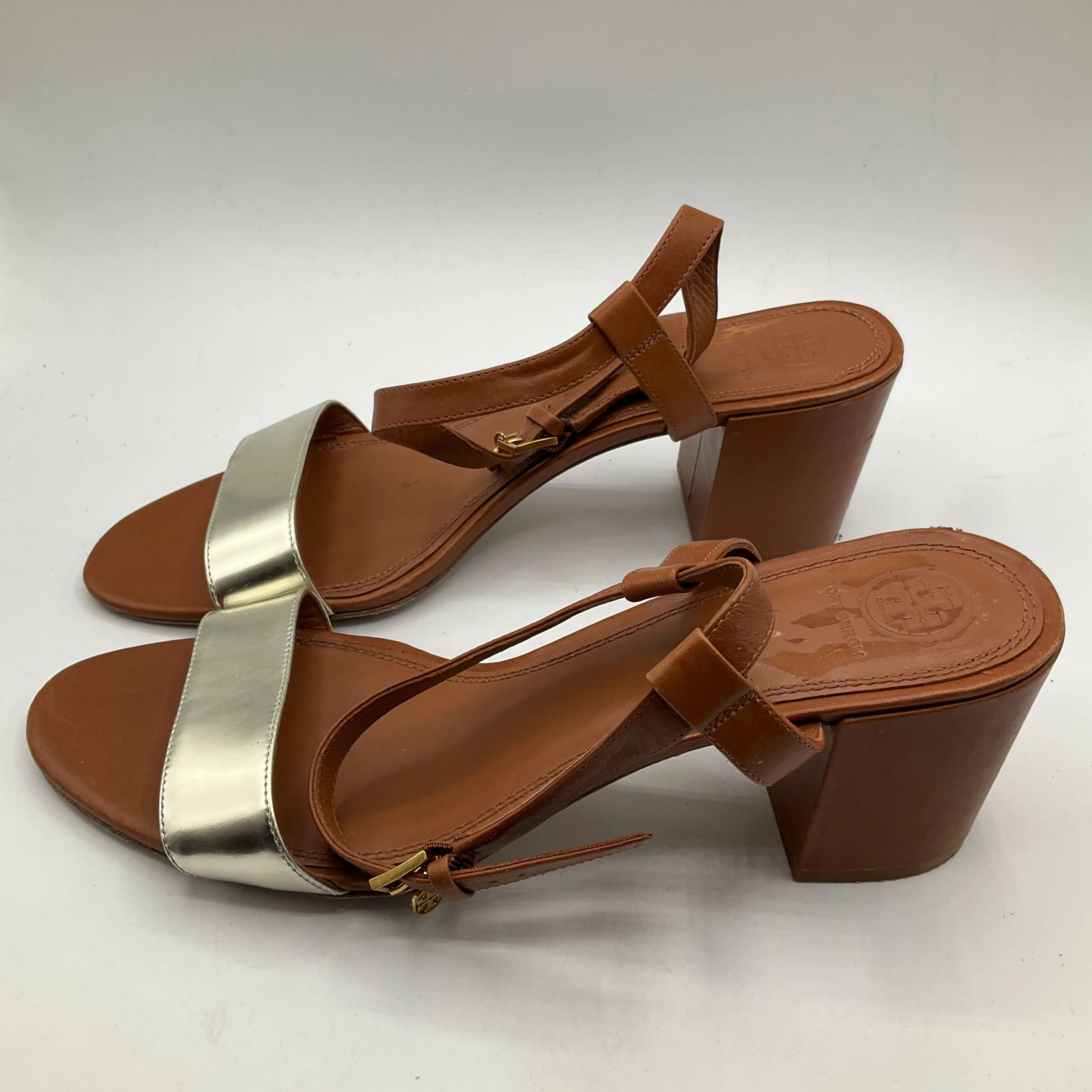 Sandals Heels Block By Tory Burch In Brown, Size: 11