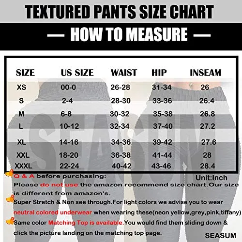 SEASUM Women's High Waist Yoga Pants Tummy Control Slimming Booty Leggings Workout Running Butt Lift Tights XS