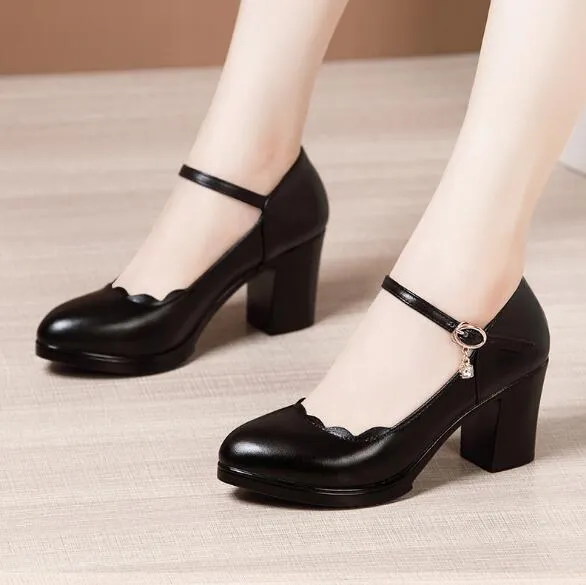 Small Feet Girls Block Heel Pump Shoes SS382
