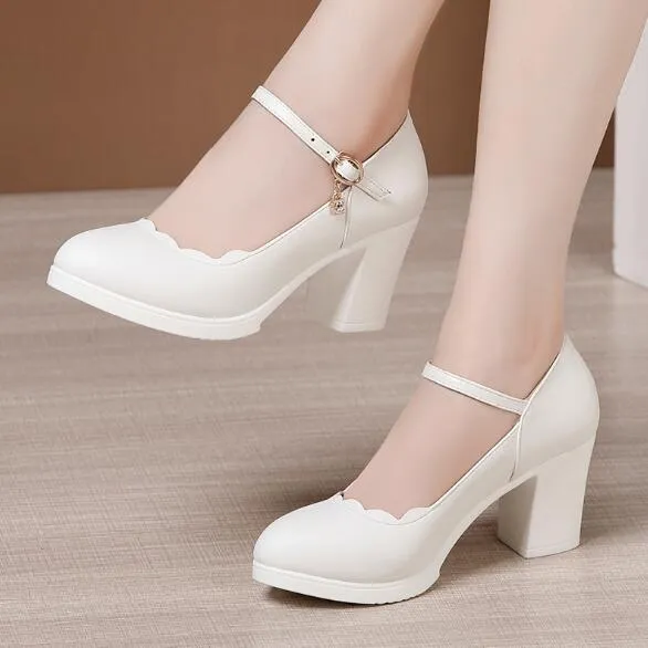 Small Feet Girls Block Heel Pump Shoes SS382