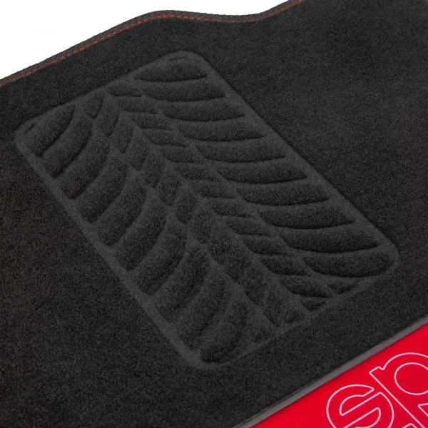 Sparco Car Mats Carpet Red With Tire Pattern Press Heel Pad