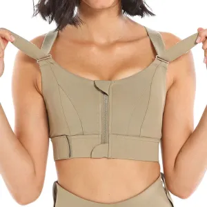 Sports Bra with Front Zipper, Adjustable Straps, and Breathable Yoga Crop Top – Perfect for Gym & Fitness