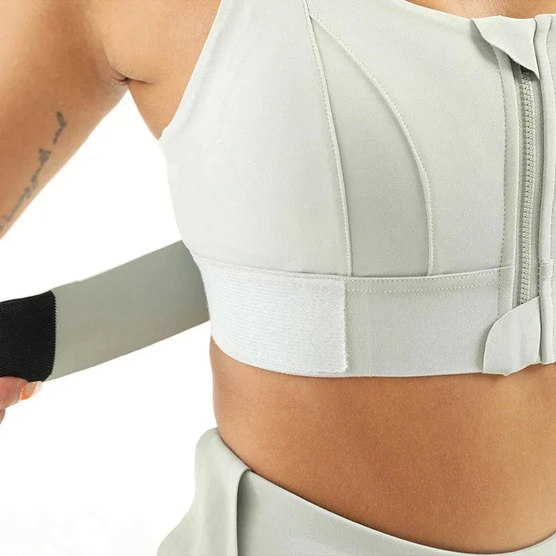 Sports Bra with Front Zipper, Adjustable Straps, and Breathable Yoga Crop Top – Perfect for Gym & Fitness